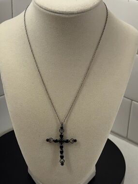 Black Acrylic Cross Pendant Necklace